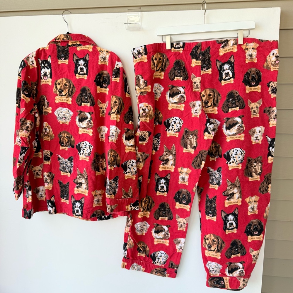 Nick & Nora Dogs Milk-bone Flannel Pajama Set in Red size large - Picture 7 of 9